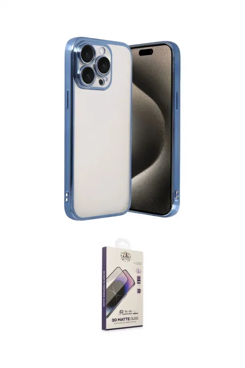 ieg™ iPhone 15 Pro Max Kılıf Vadi Minimal - Siyah Bilvis 3D Mat Cam Ekran Koruyucu