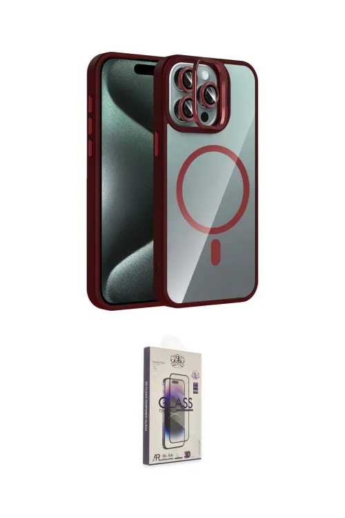 ieg™ iPhone 15 Pro Max Kılıf Yadigar Asil Koleksiyonu - Siyah Bilvis 3D Cam Ekran Koruyucu