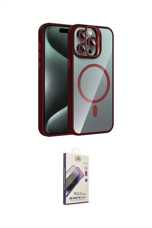 ieg™ iPhone 15 Pro Max Kılıf Yadigar Asil Koleksiyonu - Siyah Bilvis 3D Mat Cam Ekran Koruyucu