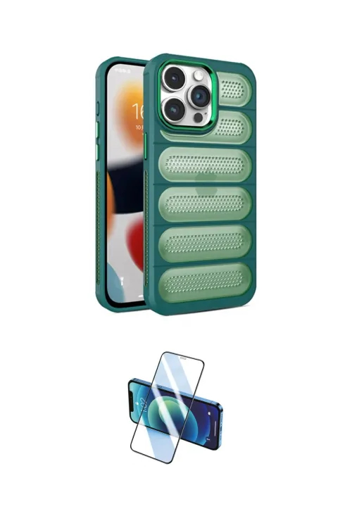 ieg™ iPhone 15 Pro Max Kılıf Yadigar Doku Özel Seri - Siyah 3D Antistatik Seramik Nano Ekran Koruyucu