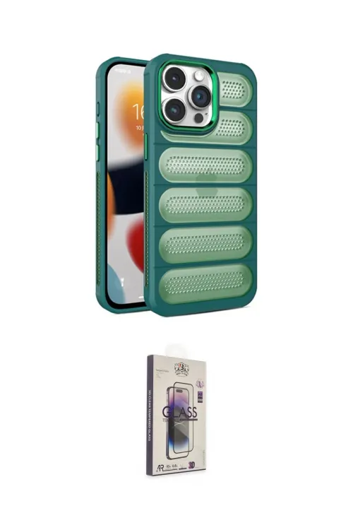 ieg™ iPhone 15 Pro Max Kılıf Yadigar Doku Özel Seri - Siyah Bilvis 3D Cam Ekran Koruyucu