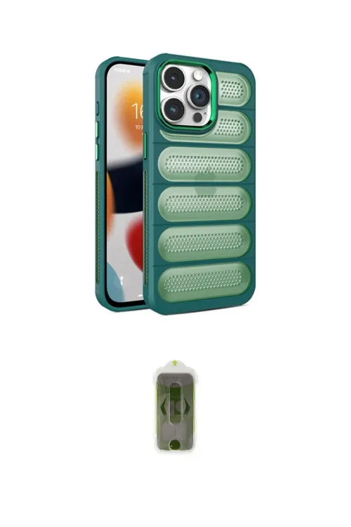 ieg™ iPhone 15 Pro Max Kılıf Yadigar Doku Özel Seri - Siyah Joko Magic 5D Hayalet Cam