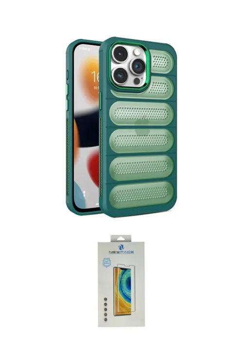 ieg™ iPhone 15 Pro Max Kılıf Yadigar Doku Özel Seri - Siyah Polymer Nano Ekran Koruyucu