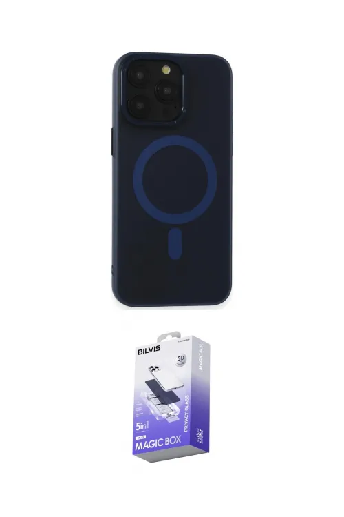 ieg™ iPhone 15 Pro Max Kılıf Yadigar Işık - Siyah Bilvis 5in1 5D Magic Hayalet Cam Ekran Koruyucu