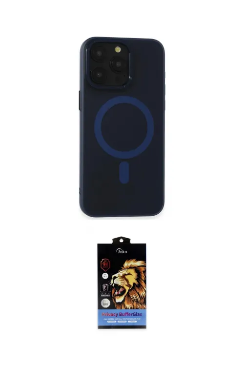 ieg™ iPhone 15 Pro Max Kılıf Yadigar Işık - Siyah Buffer Hayalet Cam Ekran Koruyucu