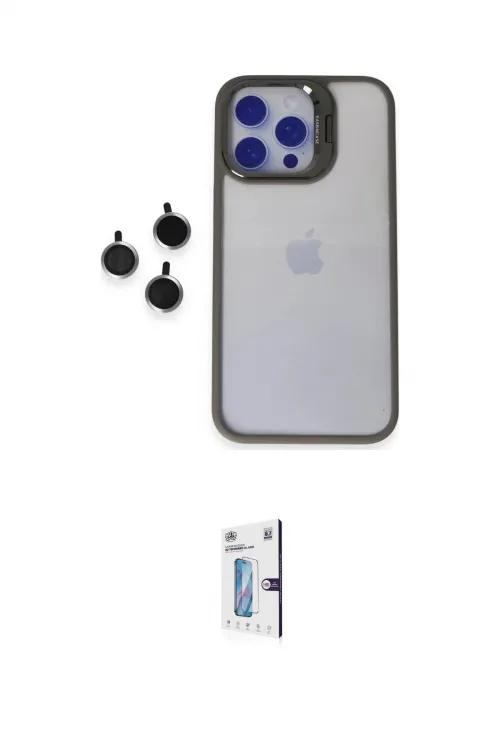 ieg™ iPhone 15 Pro Max Kılıf Yankı Asil Serisi - Siyah Bilvis 0.18mm Plus Cam Ekran Koruyucu