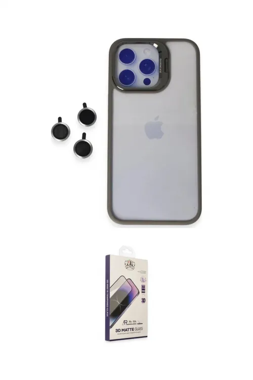 ieg™ iPhone 15 Pro Max Kılıf Yankı Asil Serisi - Siyah Bilvis 3D Mat Cam Ekran Koruyucu