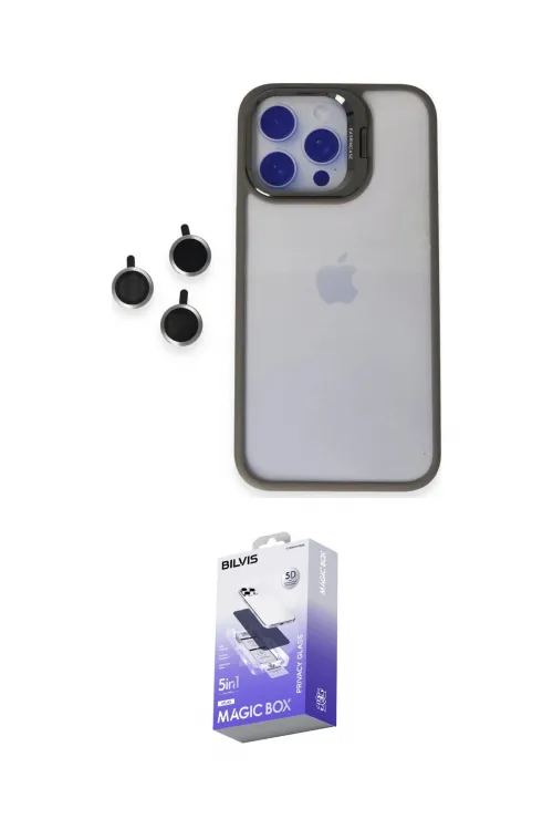 ieg™ iPhone 15 Pro Max Kılıf Yankı Asil Serisi - Siyah Bilvis 5in1 5D Magic Hayalet Cam Ekran Koruyucu