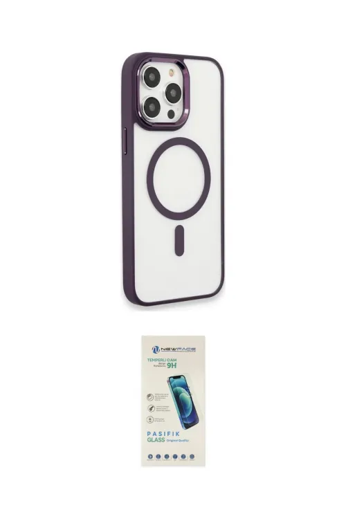 ieg™ iPhone 15 Pro Max Kılıf Yankı Işık Özel Seri - Şeffaf Pasifik Cam Ekran Koruyucu