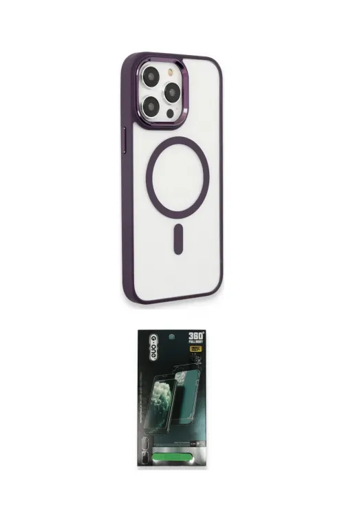 ieg™ iPhone 15 Pro Max Kılıf Yankı Işık Özel Seri - Siyah 360 Mat Full Body Arka Koruyucu