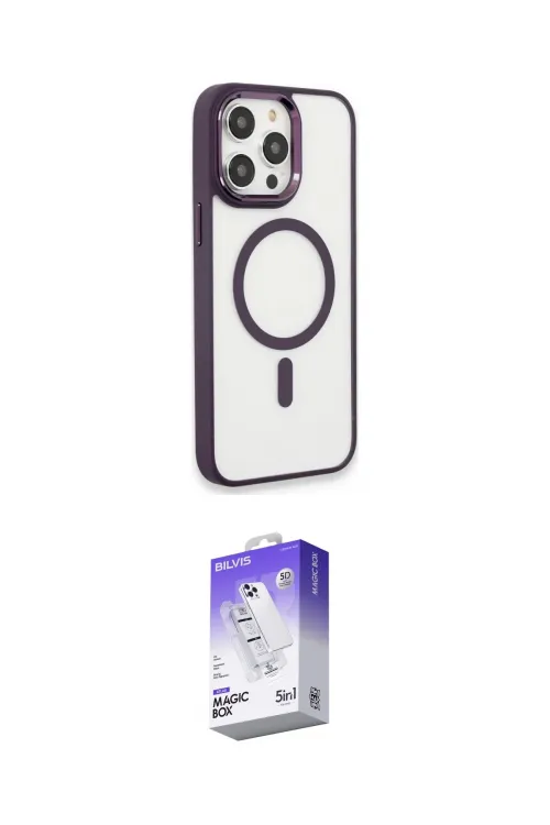 ieg™ iPhone 15 Pro Max Kılıf Yankı Işık Özel Seri - Siyah Bilvis 5in1 3D Magic Cam Ekran Koruyucu