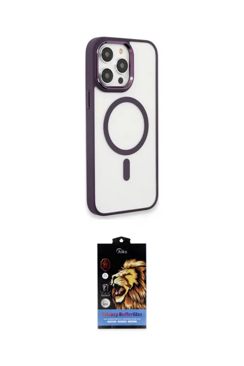 ieg™ iPhone 15 Pro Max Kılıf Yankı Işık Özel Seri - Siyah Buffer Hayalet Cam Ekran Koruyucu