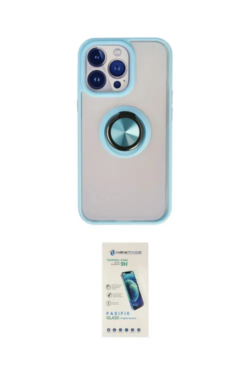 ieg™ iPhone 15 Pro Max Kılıf Yörünge Çizgi - Şeffaf Pasifik Cam Ekran Koruyucu
