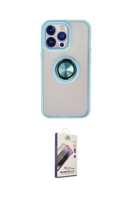 ieg™ iPhone 15 Pro Max Kılıf Yörünge Çizgi - Siyah Bilvis 3D Mat Cam Ekran Koruyucu