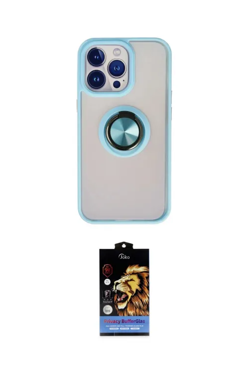 ieg™ iPhone 15 Pro Max Kılıf Yörünge Çizgi - Siyah Buffer Hayalet Cam Ekran Koruyucu
