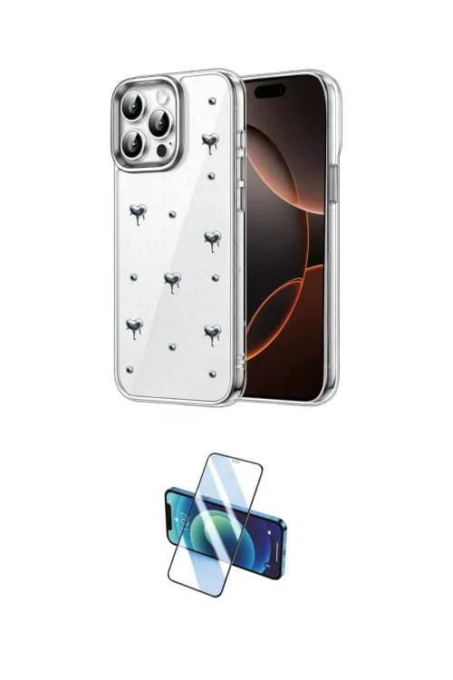 ieg™ iPhone 15 Pro Max Kılıf Yörünge Form - Siyah 3D Antistatik Seramik Nano Ekran Koruyucu
