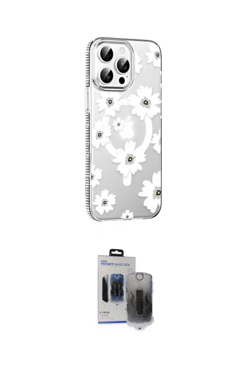 ieg™ iPhone 15 Pro Max Kılıf Yörünge Işık Prime - Siyah Vanessa Magic Hayalet Cam