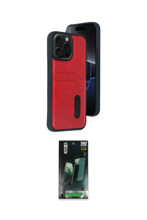 ieg™ iPhone 15 Pro Max Kılıf Yörünge Işık Serisi - Şeffaf 360 Full Body Arka Koruyucu