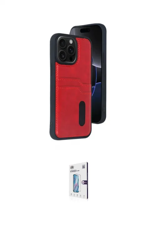 ieg™ iPhone 15 Pro Max Kılıf Yörünge Işık Serisi - Siyah Bilvis 0.18mm Plus Cam Ekran Koruyucu