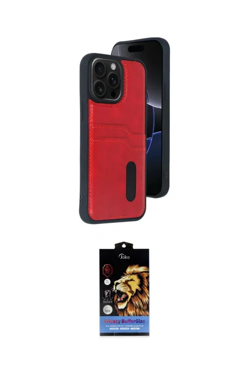 ieg™ iPhone 15 Pro Max Kılıf Yörünge Işık Serisi - Siyah Buffer Hayalet Cam Ekran Koruyucu