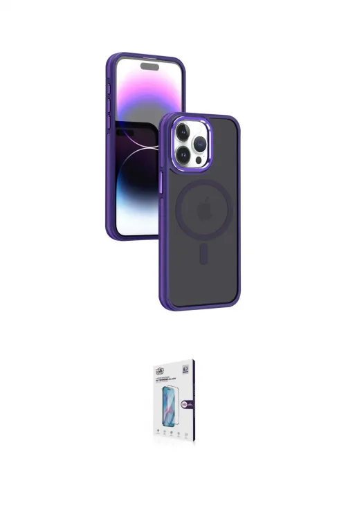 ieg™ iPhone 15 Pro Max Kılıf Yörünge Klasik - Siyah Bilvis 0.18mm Plus Cam Ekran Koruyucu
