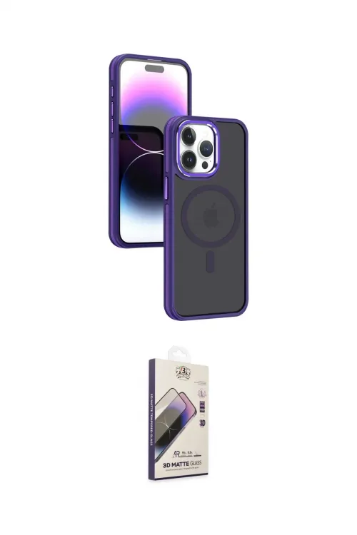 ieg™ iPhone 15 Pro Max Kılıf Yörünge Klasik - Siyah Bilvis 3D Mat Cam Ekran Koruyucu
