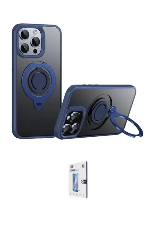 ieg™ iPhone 15 Pro Max Kılıf Zirve Çizgi Prime - Siyah Bilvis 0.18mm Plus Cam Ekran Koruyucu