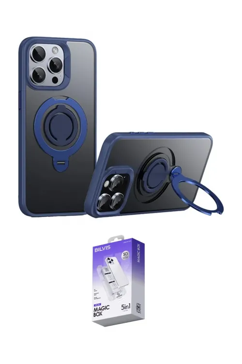 ieg™ iPhone 15 Pro Max Kılıf Zirve Çizgi Prime - Siyah Bilvis 5in1 3D Magic Cam Ekran Koruyucu