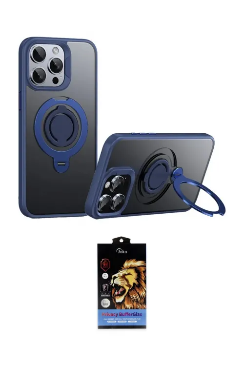 ieg™ iPhone 15 Pro Max Kılıf Zirve Çizgi Prime - Siyah Buffer Hayalet Cam Ekran Koruyucu