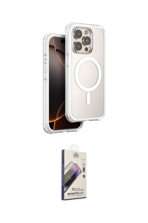 ieg™ iPhone 15 Pro Max Kılıf Zirve Klasik Prime - Siyah Bilvis 3D Mat Cam Ekran Koruyucu