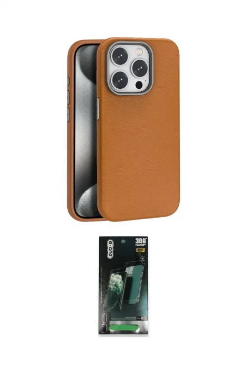 ieg™ iPhone 15 Pro Max Kılıf Zirve Modern Prime - Siyah 360 Mat Full Body Arka Koruyucu