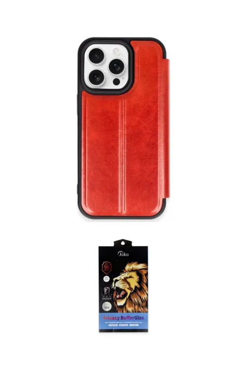 ieg™ iPhone 15 Pro Max Kılıf Zirve Yansıma Serisi - Siyah Buffer Hayalet Cam Ekran Koruyucu