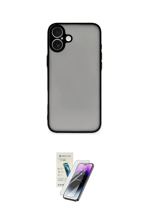 ieg™ iPhone 16 Kılıf Ahenk Çizgi Serisi - Şeffaf Pasifik Cam Ekran Koruyucu