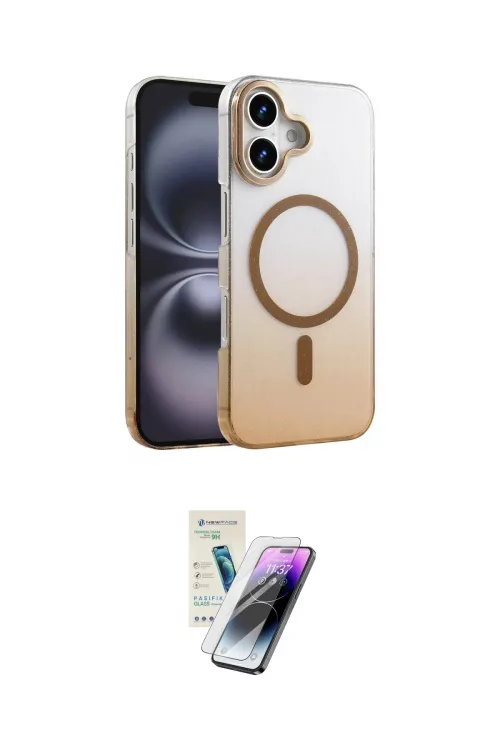 ieg™ iPhone 16 Kılıf Ahenk Doku Özel Seri - Şeffaf Pasifik Cam Ekran Koruyucu