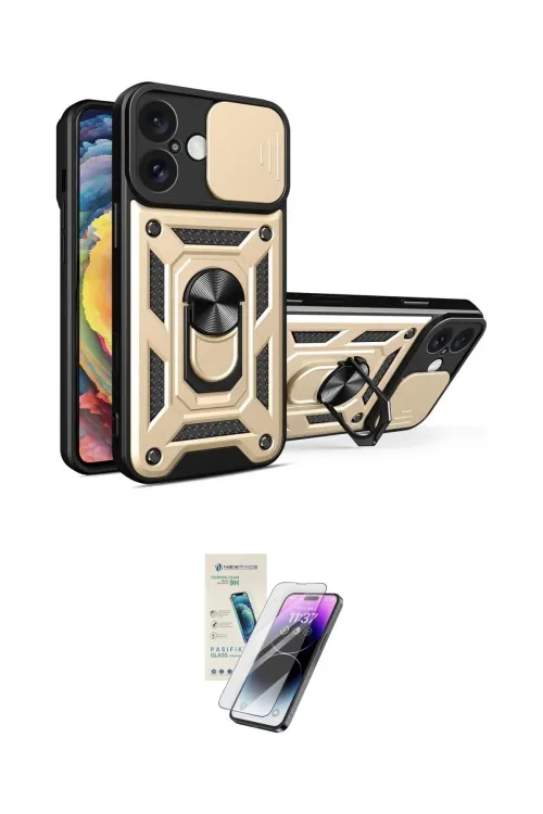 ieg™ iPhone 16 Kılıf Ahenk Klasik - Şeffaf Pasifik Cam Ekran Koruyucu