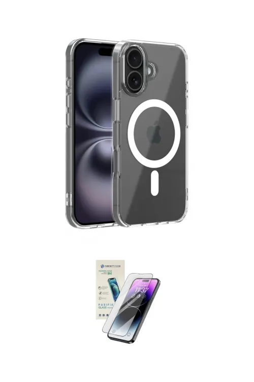ieg™ iPhone 16 Kılıf Ahenk Minimal Serisi - Şeffaf Pasifik Cam Ekran Koruyucu