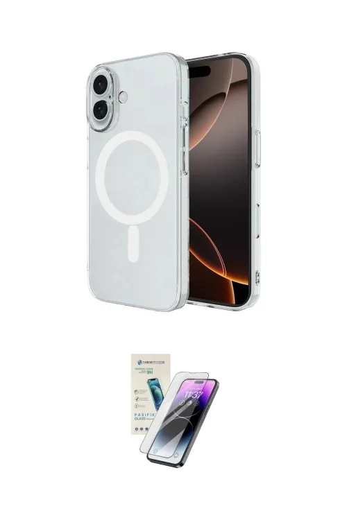 ieg™ iPhone 16 Kılıf Ahenk Yansıma Prime - Şeffaf Pasifik Cam Ekran Koruyucu