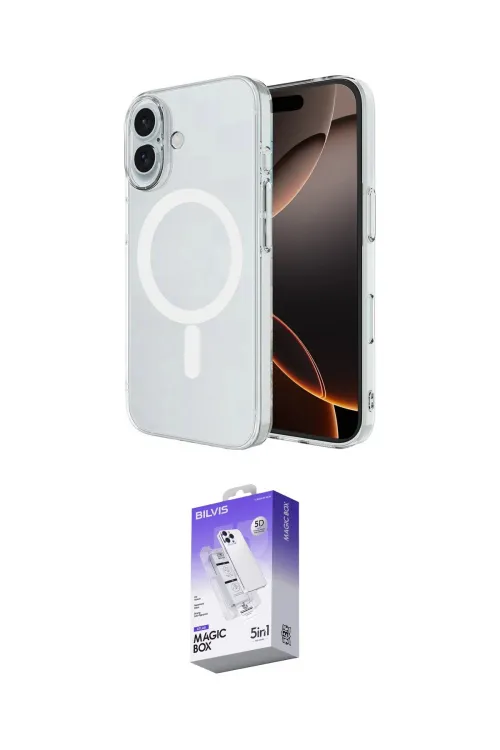 ieg™ iPhone 16 Kılıf Ahenk Yansıma Prime - Siyah Bilvis 5in1 3D Magic Cam Ekran Koruyucu