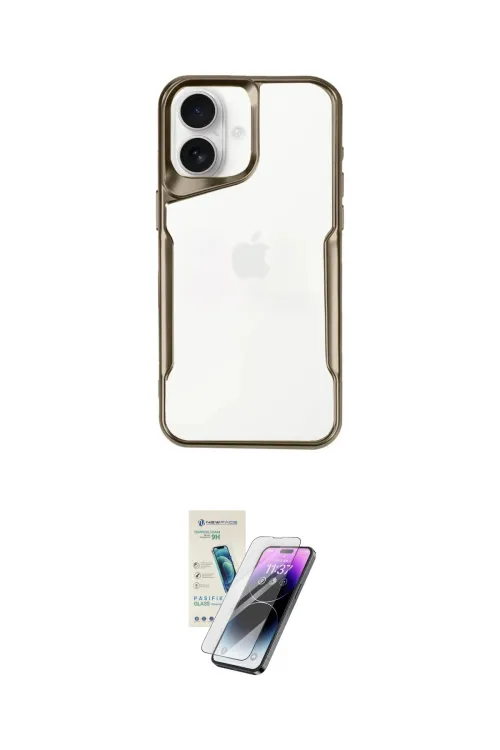 ieg™ iPhone 16 Kılıf Akış Çizgi Koleksiyonu - Şeffaf Pasifik Cam Ekran Koruyucu
