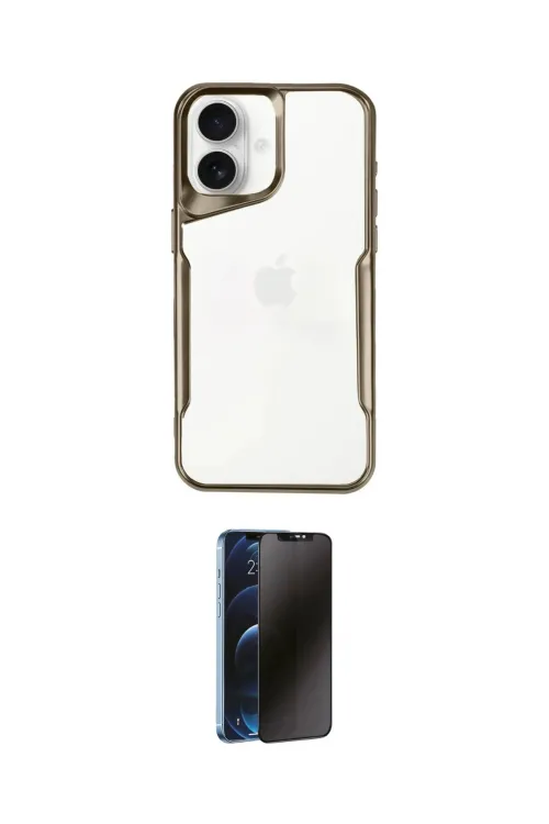ieg™ iPhone 16 Kılıf Akış Çizgi Koleksiyonu - Siyah 3D Antistatik Hayalet Cam Ekran Koruyucu