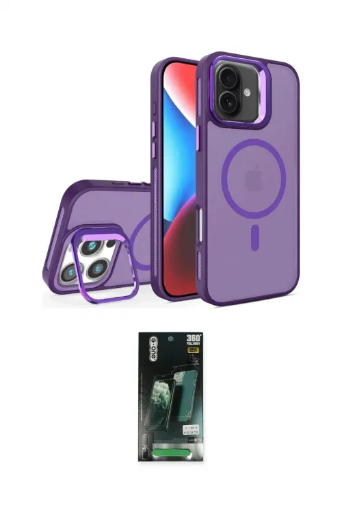 ieg™ iPhone 16 Kılıf Akış Form - Siyah 360 Mat Full Body Arka Koruyucu