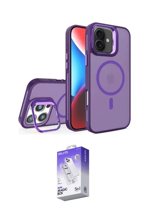 ieg™ iPhone 16 Kılıf Akış Form - Siyah Bilvis 5in1 3D Magic Cam Ekran Koruyucu