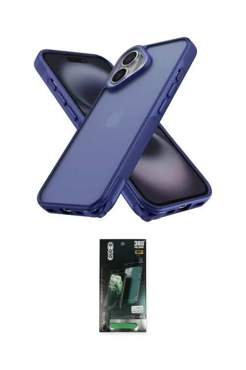 ieg™ iPhone 16 Kılıf Atlas Form - Siyah 360 Mat Full Body Arka Koruyucu