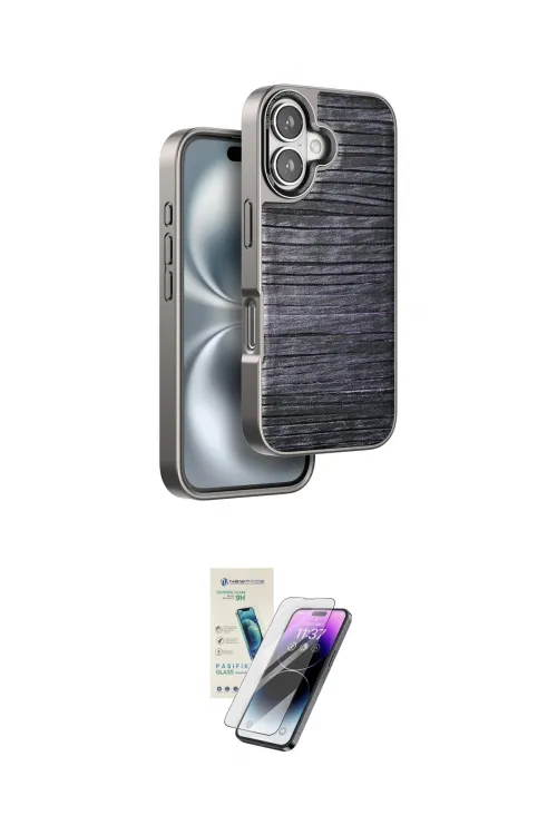 ieg™ iPhone 16 Kılıf Atlas Minimal Özel Seri - Şeffaf Pasifik Cam Ekran Koruyucu