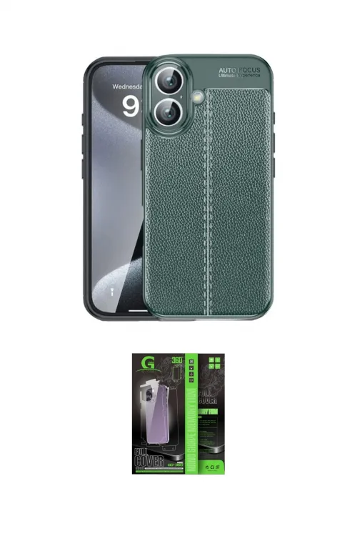 ieg™ iPhone 16 Kılıf Doruk Klasik Özel Seri - Şeffaf 360 Full Body Arka Koruyucu