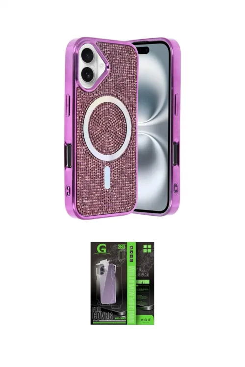 ieg™ iPhone 16 Kılıf Eksen Çizgi - Şeffaf 360 Full Body Arka Koruyucu