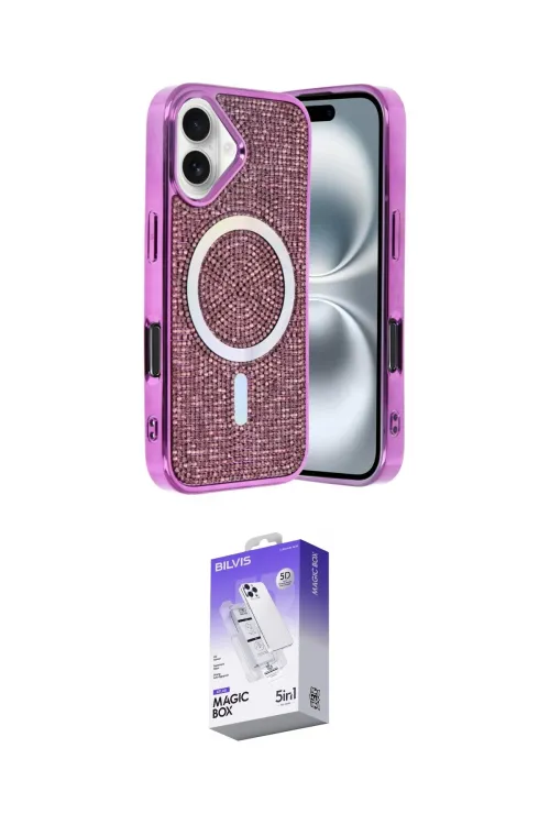 ieg™ iPhone 16 Kılıf Eksen Çizgi - Siyah Bilvis 5in1 3D Magic Cam Ekran Koruyucu