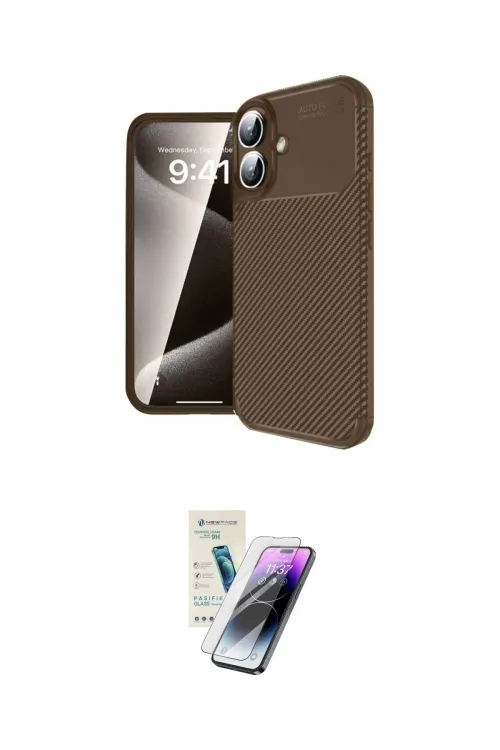 ieg™ iPhone 16 Kılıf Eksen Form Prime - Şeffaf Pasifik Cam Ekran Koruyucu