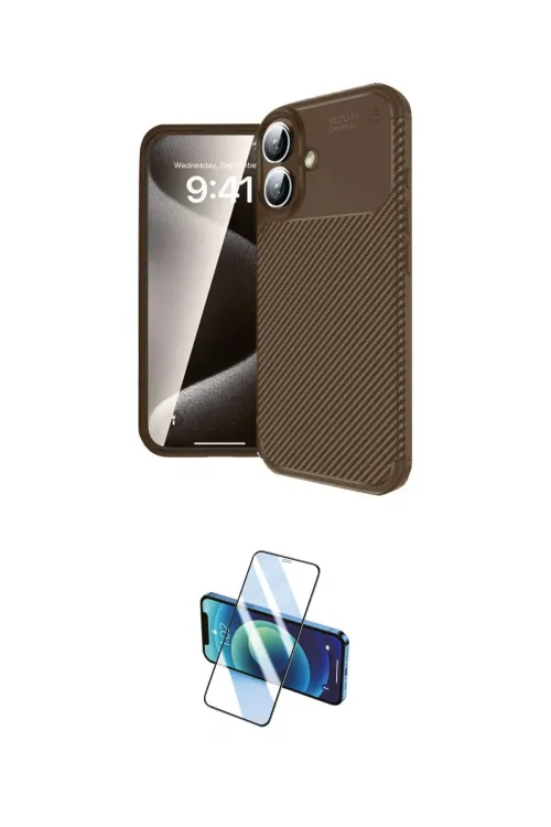 ieg™ iPhone 16 Kılıf Eksen Form Prime - Siyah 3D Antistatik Seramik Nano Ekran Koruyucu