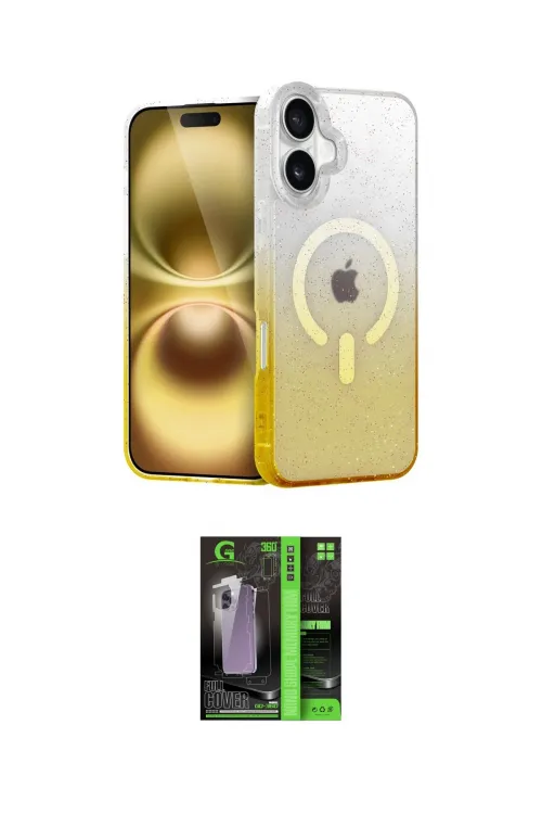 ieg™ iPhone 16 Kılıf Eksen Minimal Özel Seri - Şeffaf 360 Full Body Arka Koruyucu